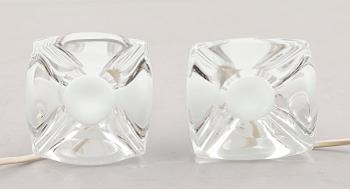 BORDSLAMPOR, 1 par, glas, Flygsfors, 1900-talets mitt.