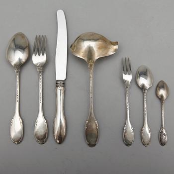 BESTICKSERVIS, ca 54 delar. Silver. WA Bolin Stockholm 1940-tal. Tot ca 2700 g.