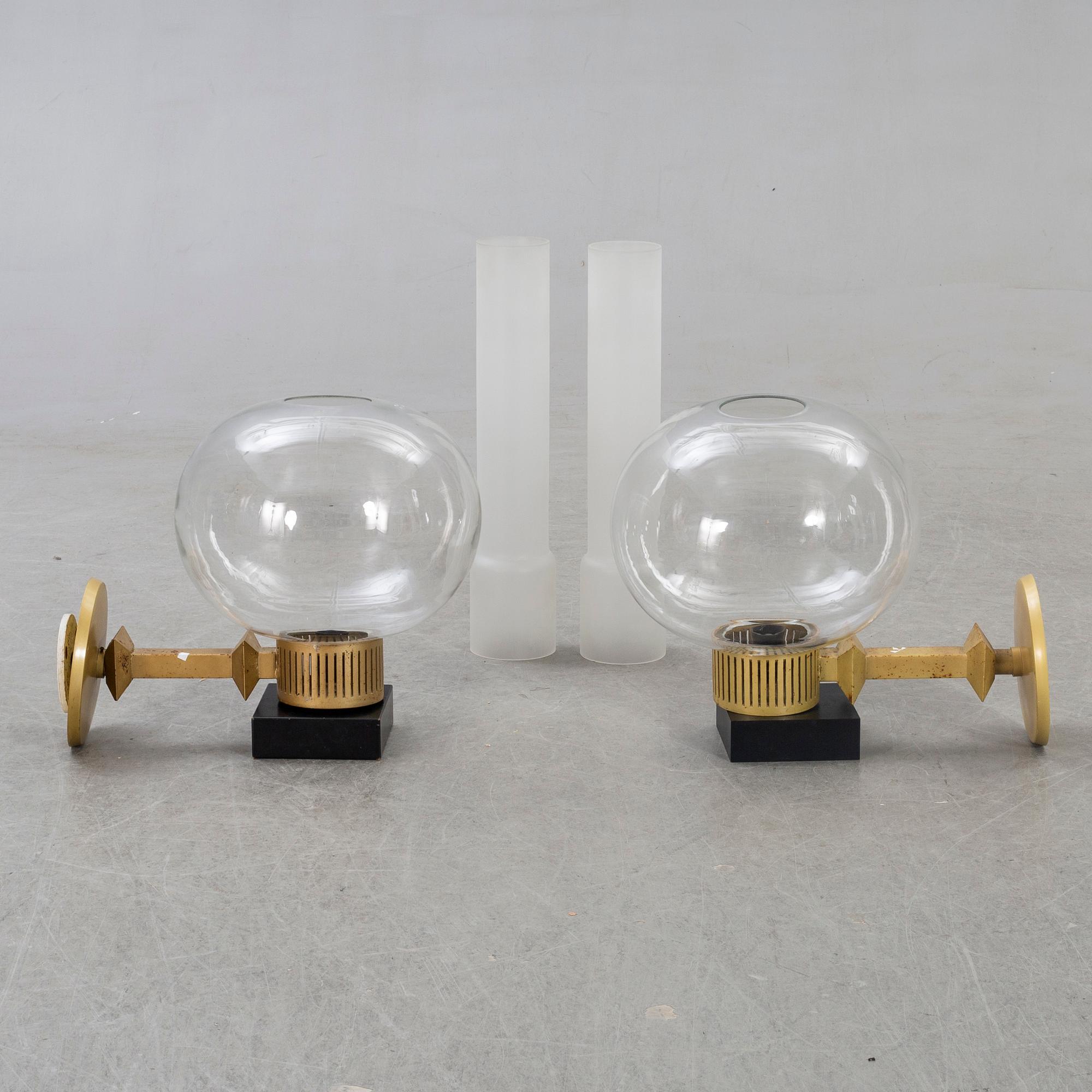 Vägglampor, ett par, 1930-40-tal.