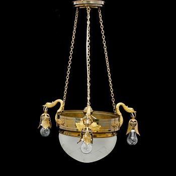 TAKLAMPA, empirestil, 1900-talets början. Höjd ca 67 cm.