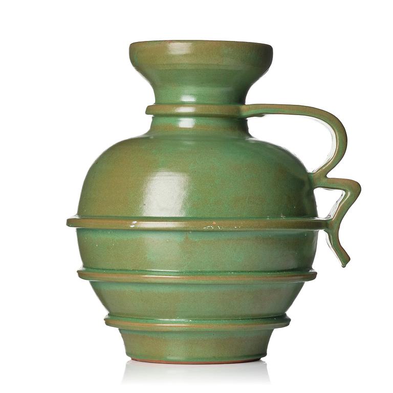 Allan Ebeling, or Albert Landin, a grand glazed earthenware vase, Sigtuna keramik, Sweden, 1937-40.