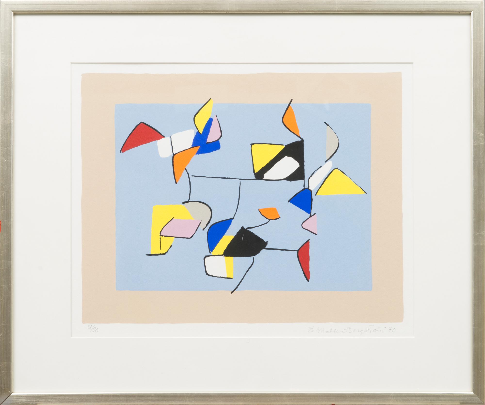 serigraph, signed and dated 70, numbered 38/90.