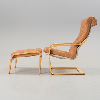 An armchair with a stool, "Poäng/Poem", IKEA 1980´s. Designed by Noburo Nakamura.