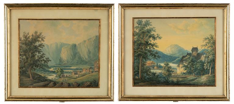 Unknown artist, 19th Century, a pair, watercolours.