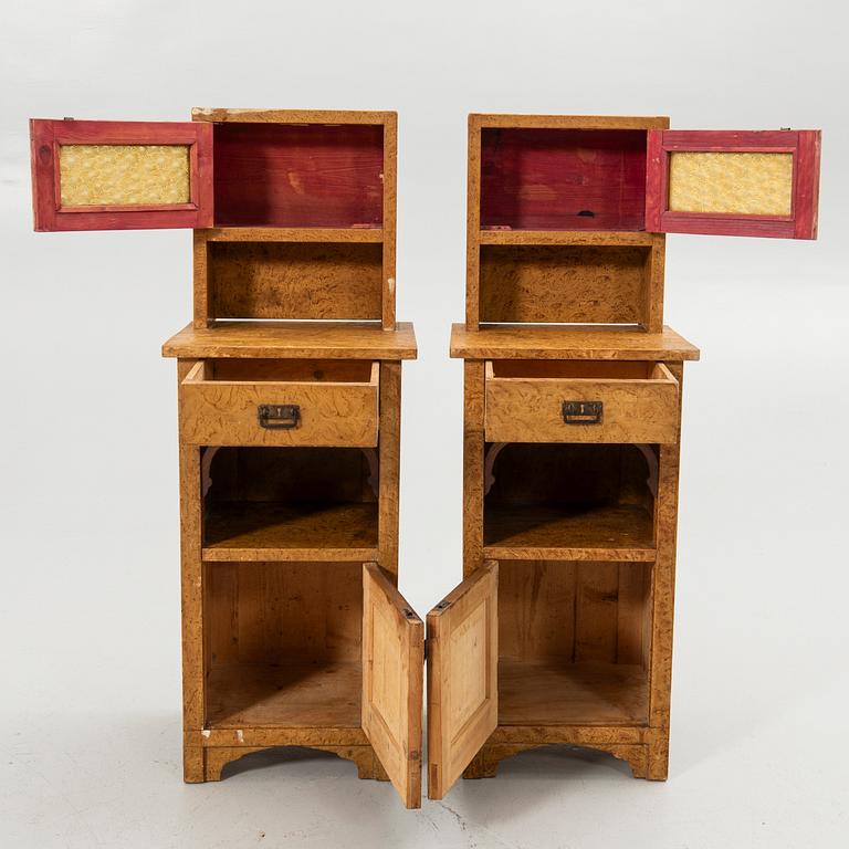 Bedside tables, a pair, first half of the 20th century.