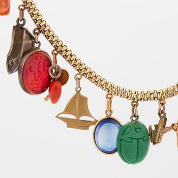 18K gold necklace with charms.