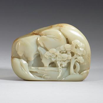 A finely carved Chinese nephrite sculpture, Qing dynasty (1644-1912).