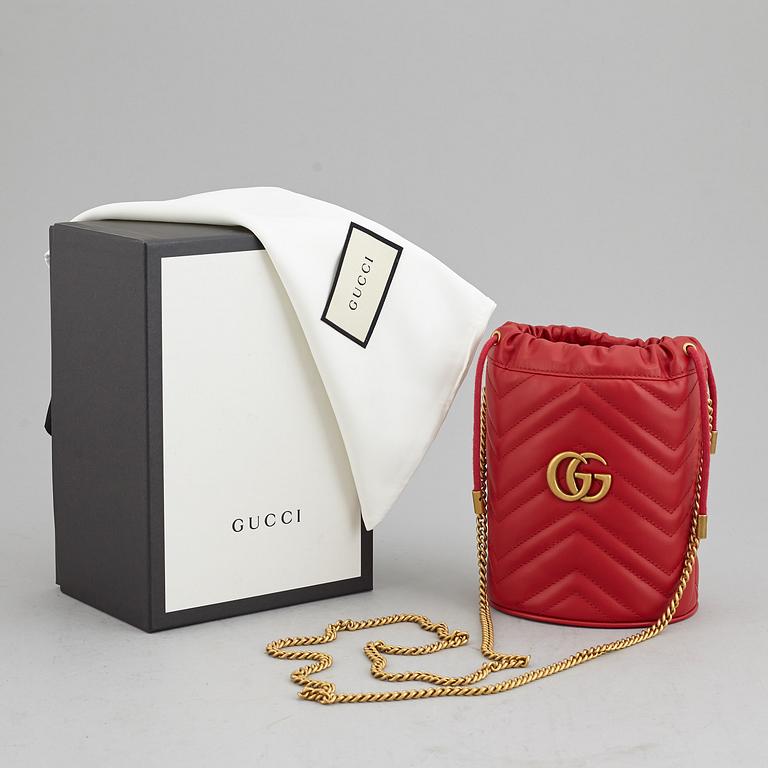 GUCCI, 'Marmont leather bucket bag'.