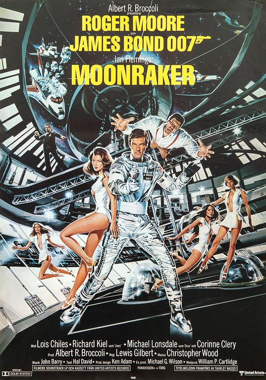 James Bond "Moonraker" movie poster, 1979.