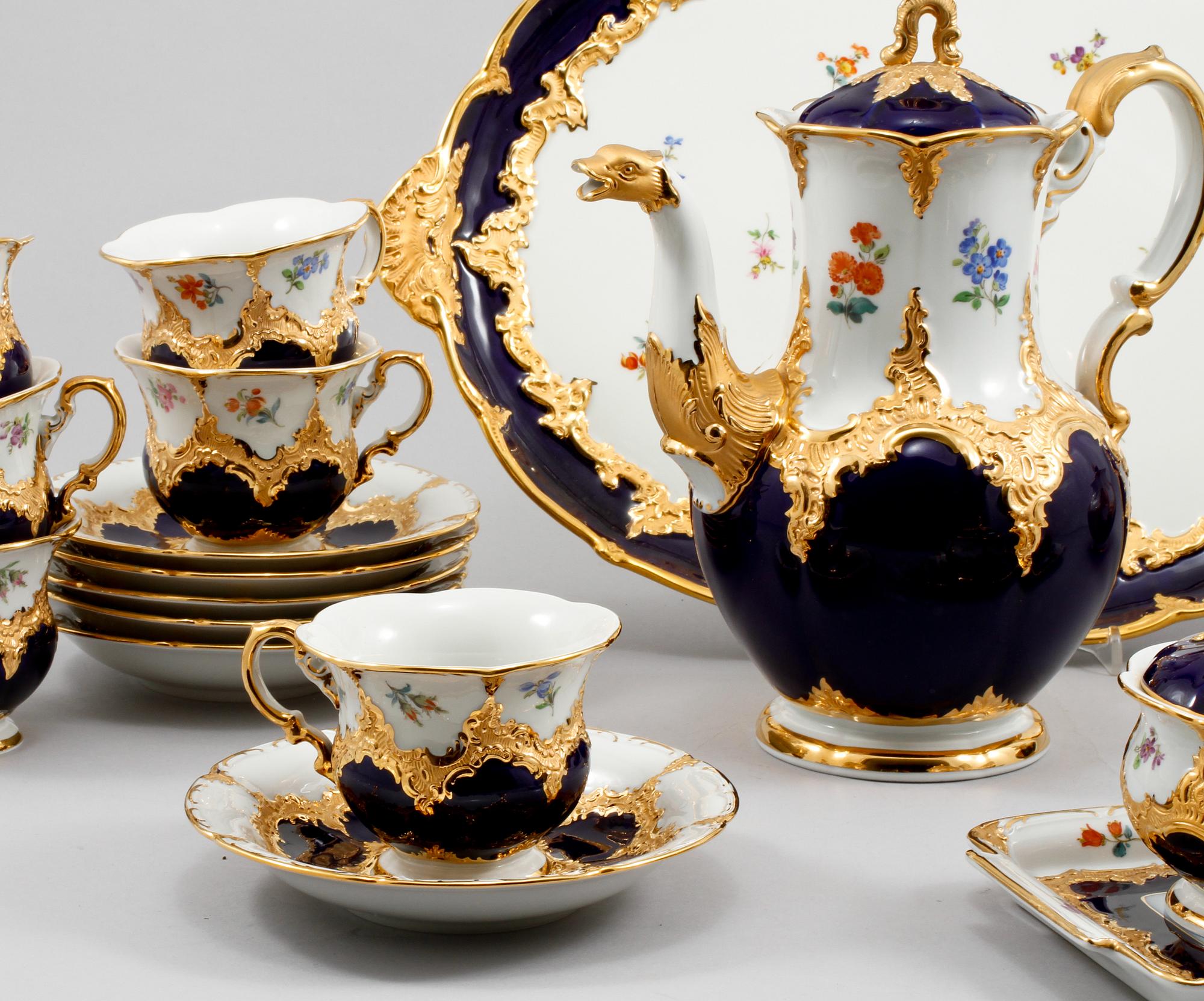 KAFFESERVIS, 12 delar, porslin, Meissen, 1900-tal.