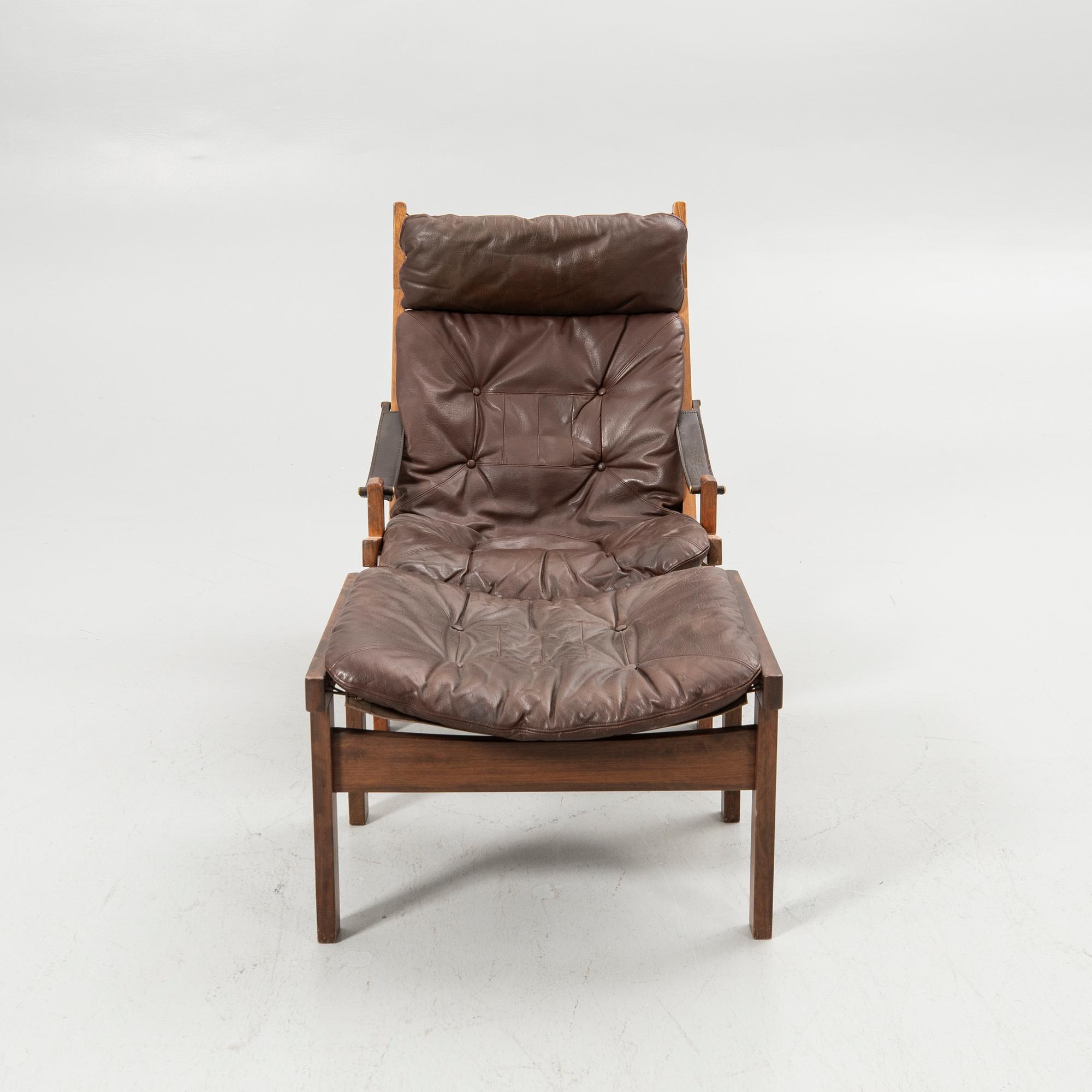 Torbjørn Afdal, Armchair with footstool, “Hunter”, Stranda Industri A/S for Bruksbo, Norway, 1960s/70s.