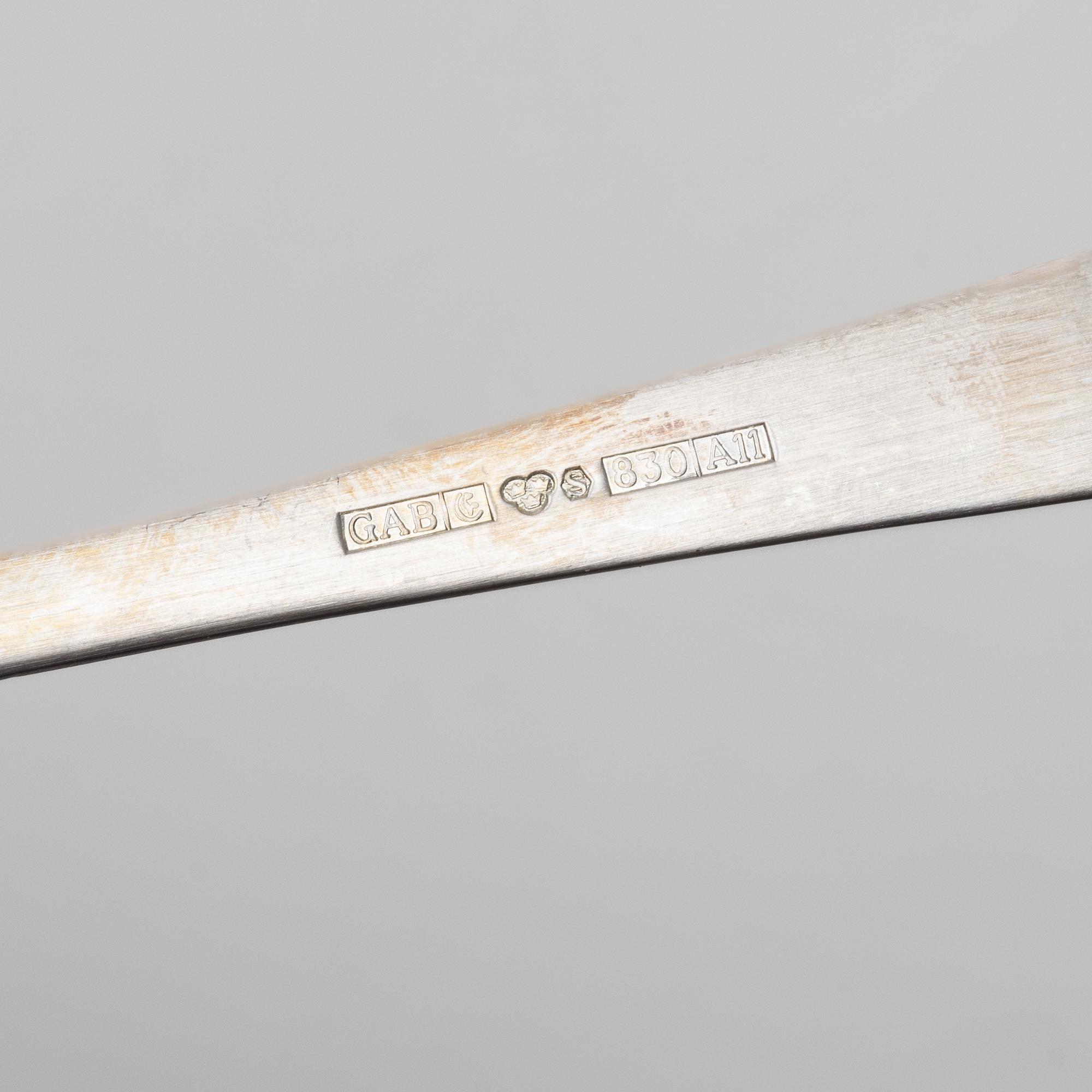 Jacob Ängman, 12 pieces of silver cutlery, Rosenholm model, GAB, Eskilstuna, 1989–99.