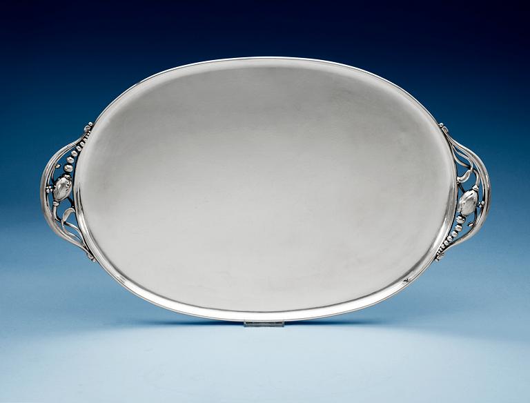 A Georg Jensen sterling 'Blossom' tray, Jensen & Wendel 1945-52, Swedish importmarks.