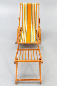 Sun loungers, a pair of footstools, 1950s.