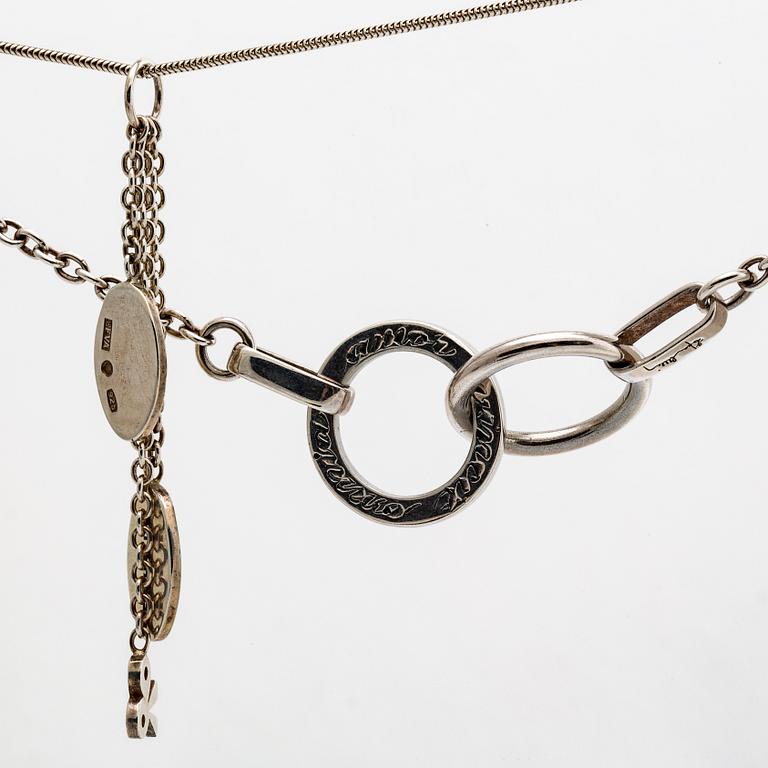 Efva Attling silversmycken 3 delar, 2 collier och 1 armband, sterling silver, original etui.
