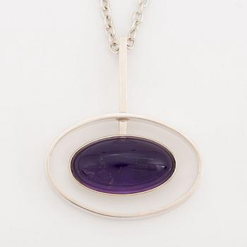 Niels Erik From, sterlingsilver and cabochon cut amethyst pendant.