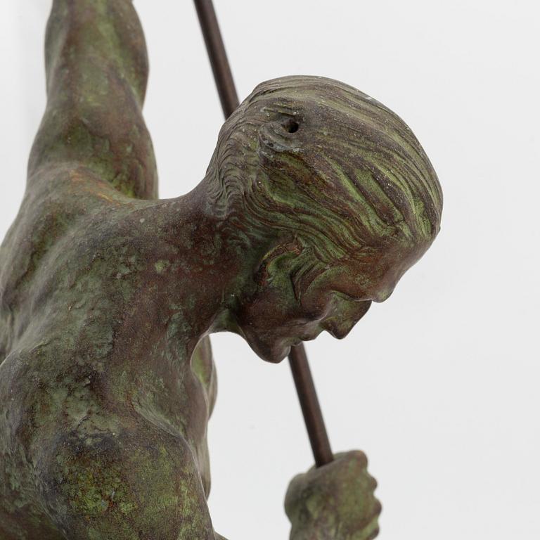 René André Varnier, 20th century. Sculpture. Signed. Patinated metall, stone base. Height 61 cm, length 85 cm.