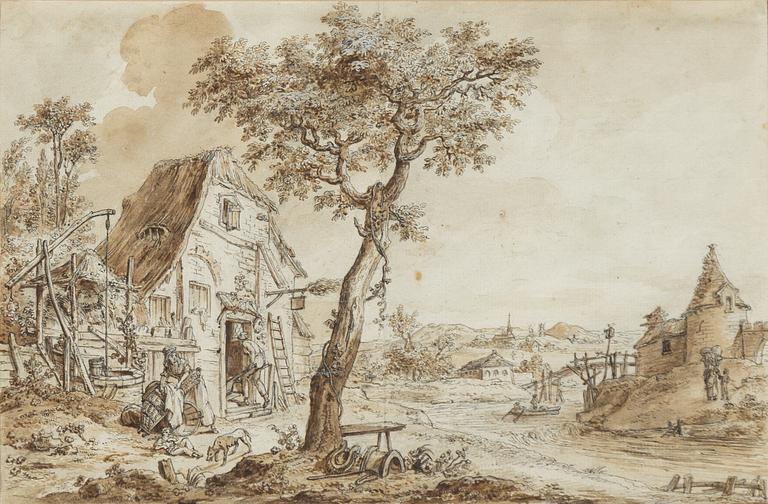 Fransk skola, 1700-tal, By med figurstaffage.