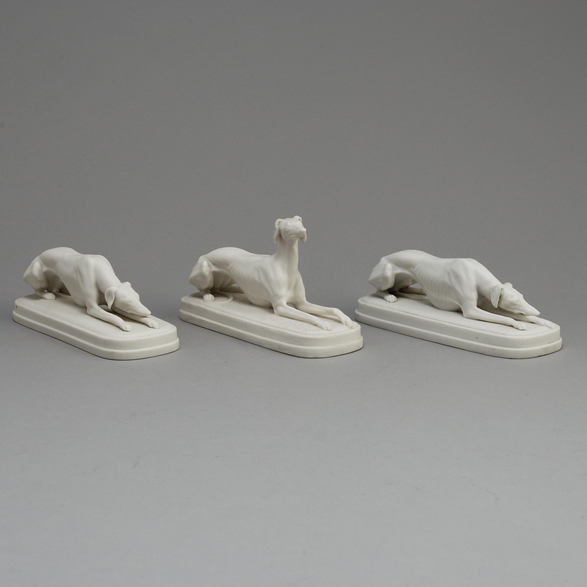 THREE PARIAN PAPER WEIGHTS, one marked Gustafsberg, ca 1900.