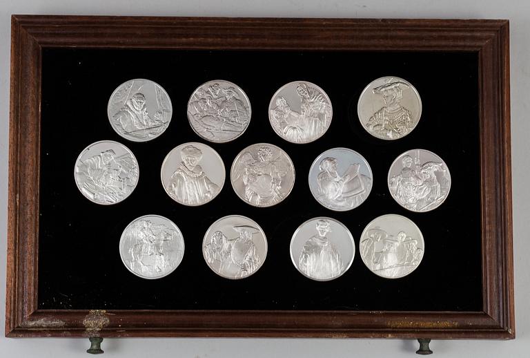 SAMLARMEDALJER, 50 st, sterlingsilver, "Rembrandt i silver", Franklin Mint AB, 1974.