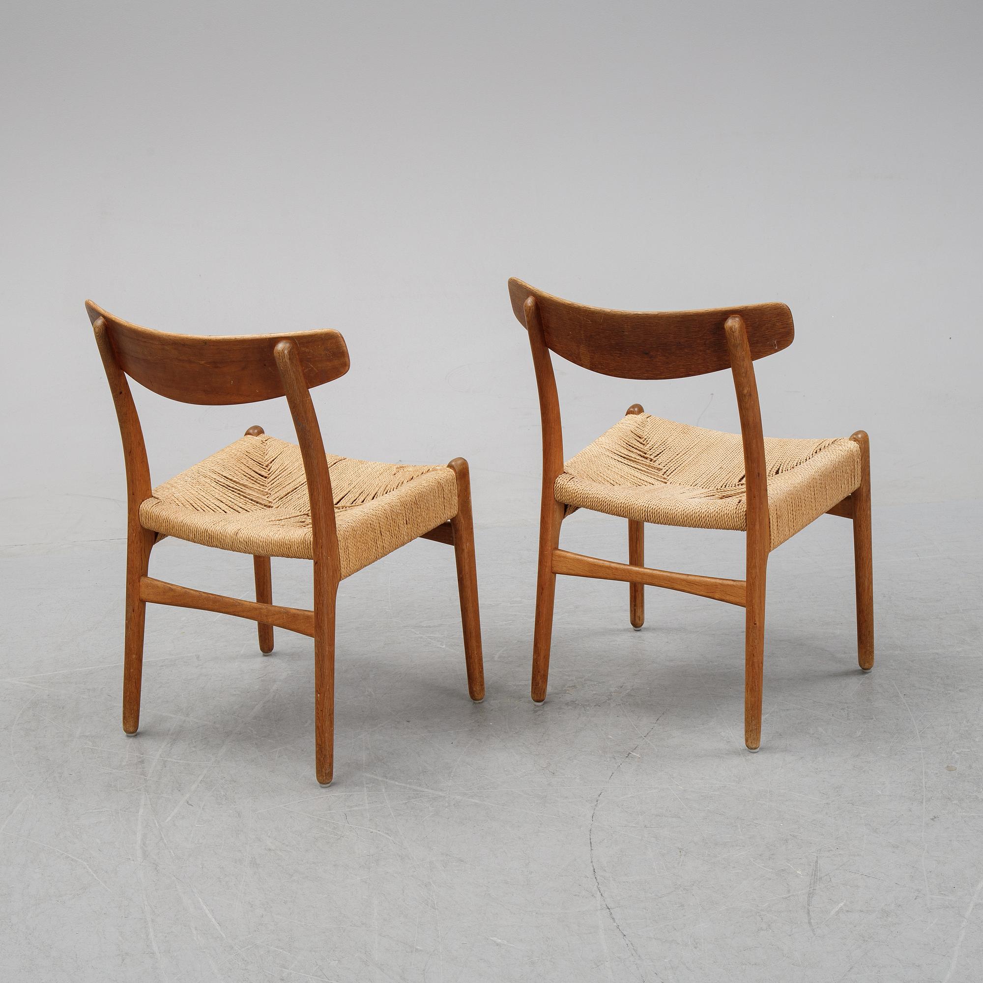Six matched model CH-23 'Spisestolen' chairs by Hans J Wegner for Carl Hansen & Son, designed 1951.