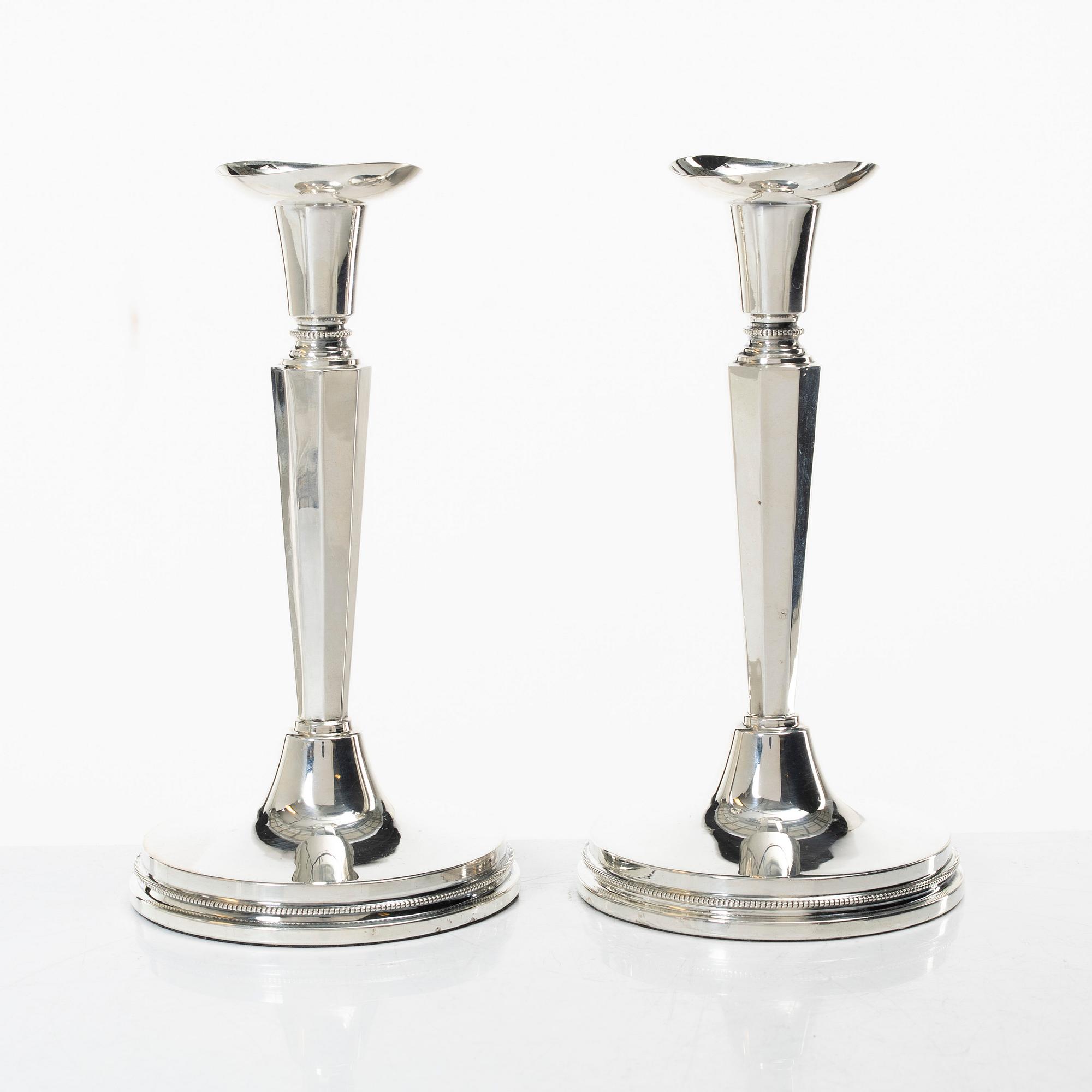 Eric Löfman, Candelsticks, a pair, silver, KG Markström, Uppsala 1972.