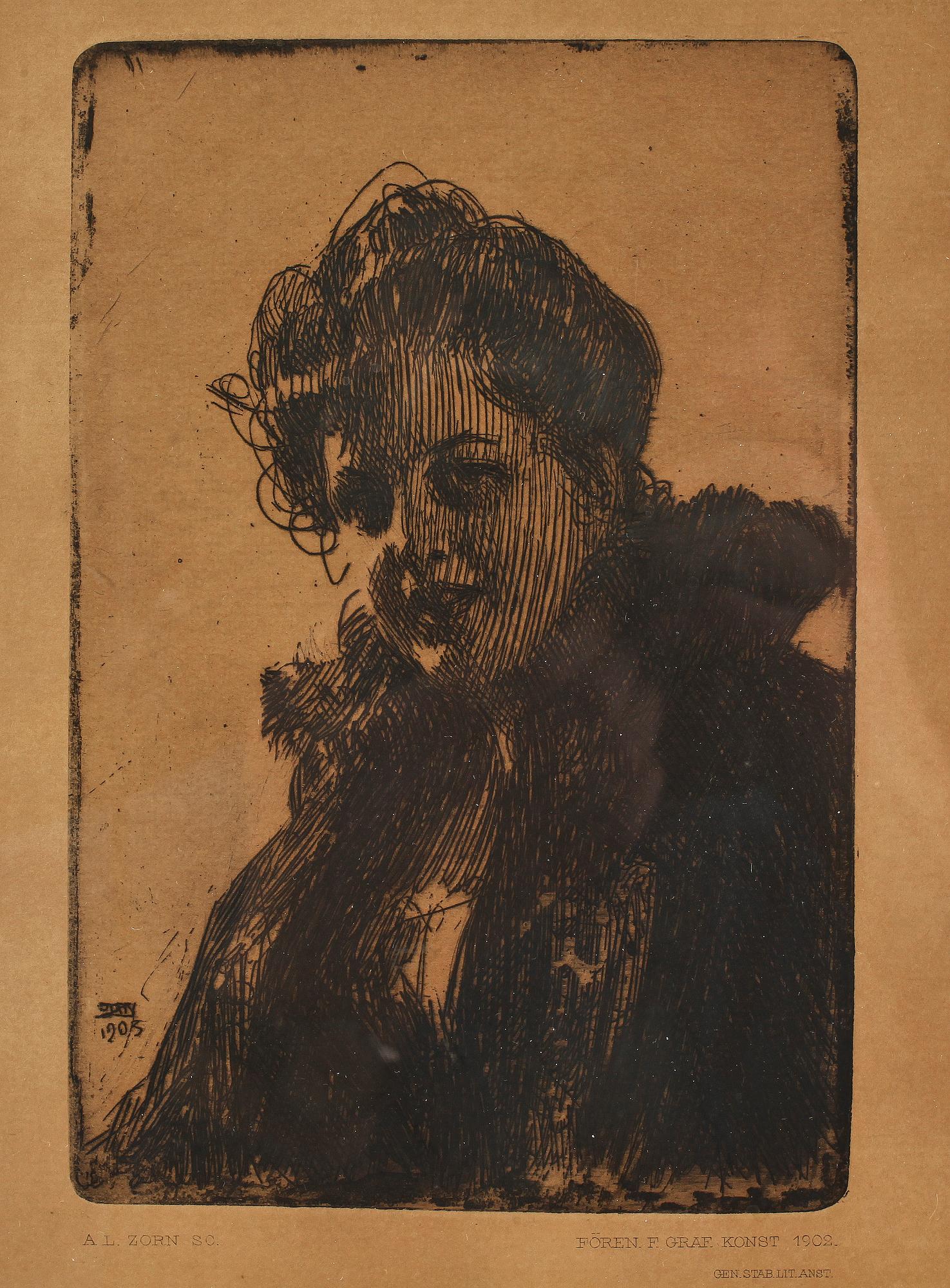ANDERS ZORN, etsning, sign o dat i plåten.