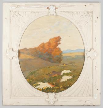 FRITZ KÄRFVE, 3 st, olja på duk uppfodrade på pannå, väggpaneler till Malmö teater. sign o dat 1909.