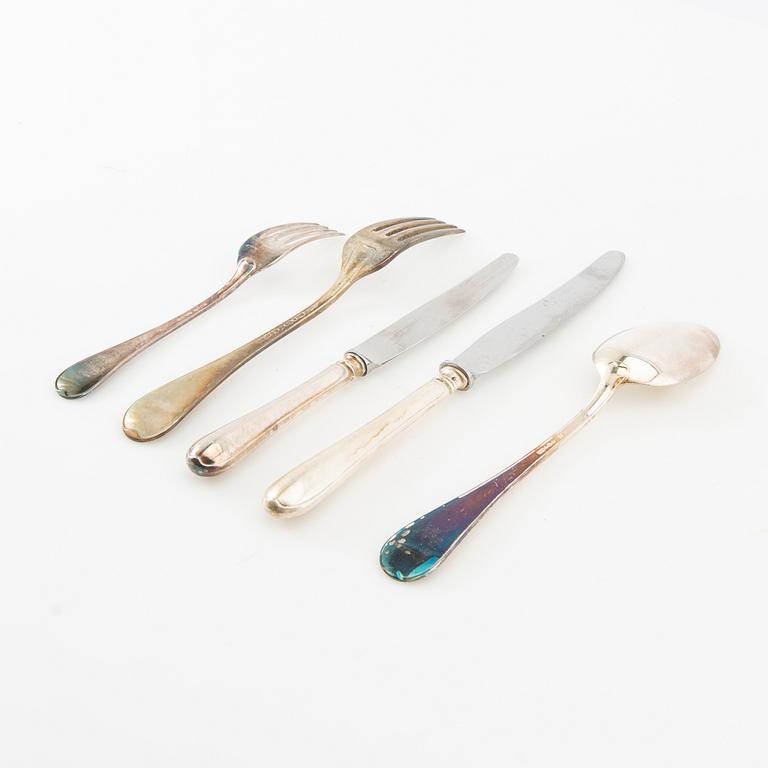 Cutlery set, 90 pieces, Old Swedish, silver and partly of low-grade silver, including GAB, Eskilstuna 1987.