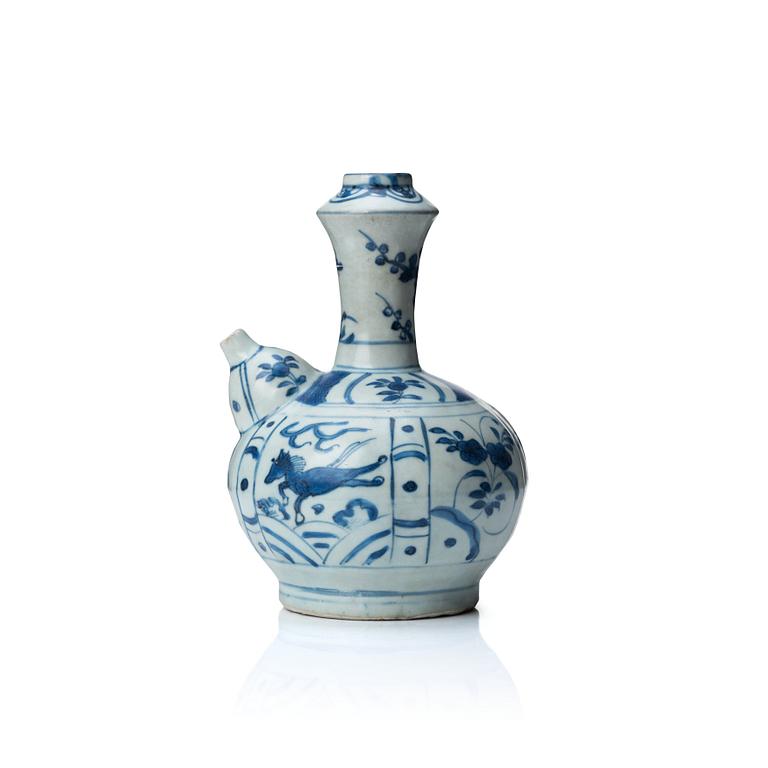 A blue and white kendi, Ming dynasty, Wanli (1572-1620).