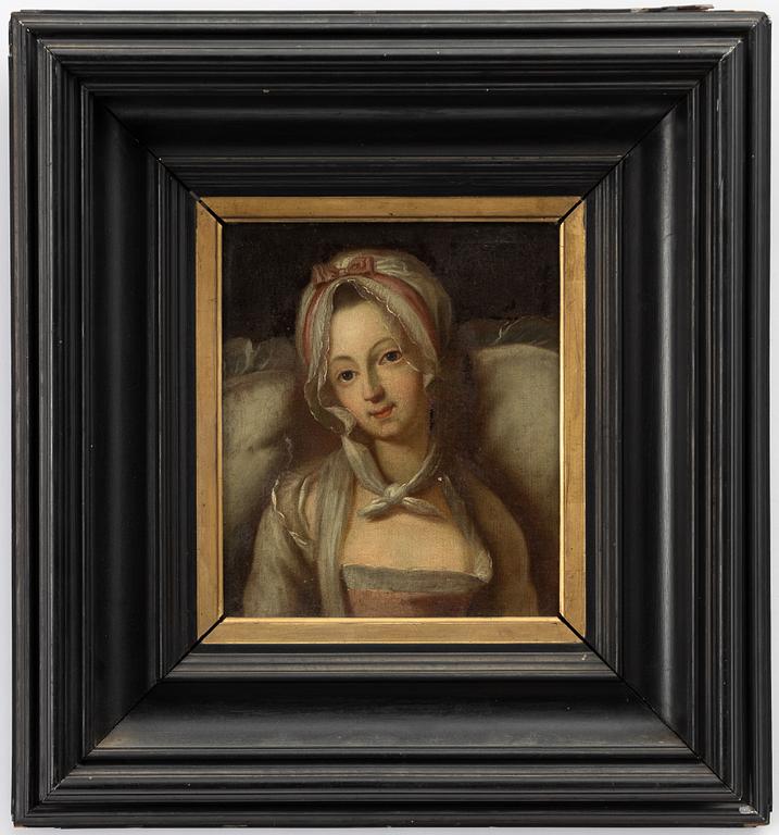 Okänd konstnär, omkring 1800, Kvinna med vit sjal.