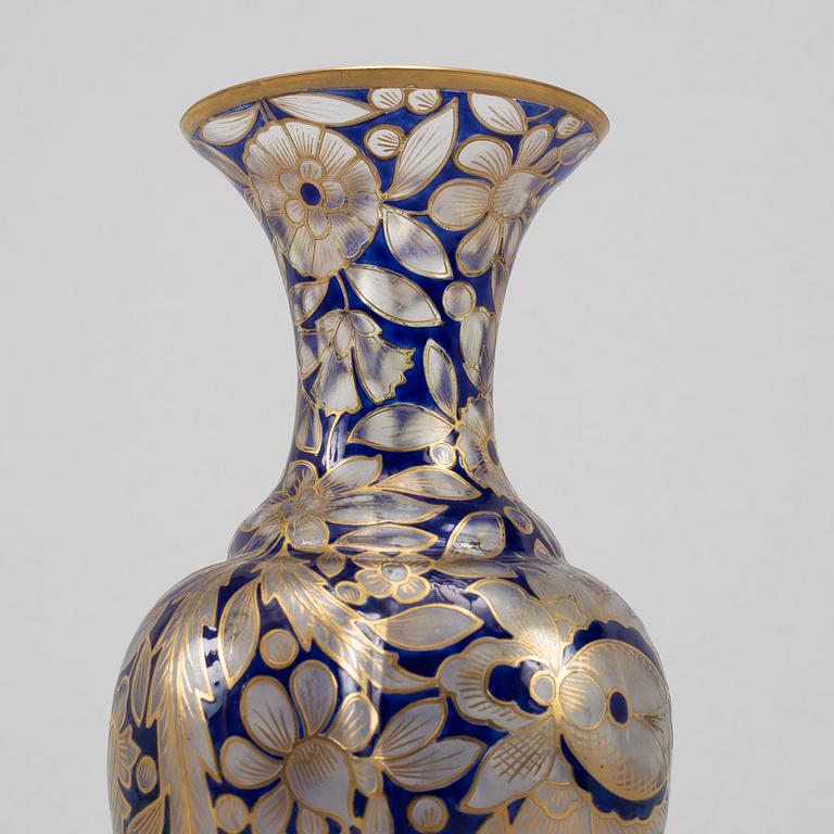 Haida, probably by Julius Mühlhaus & Co an enamel painted vase, Bohemia, early 20th C.