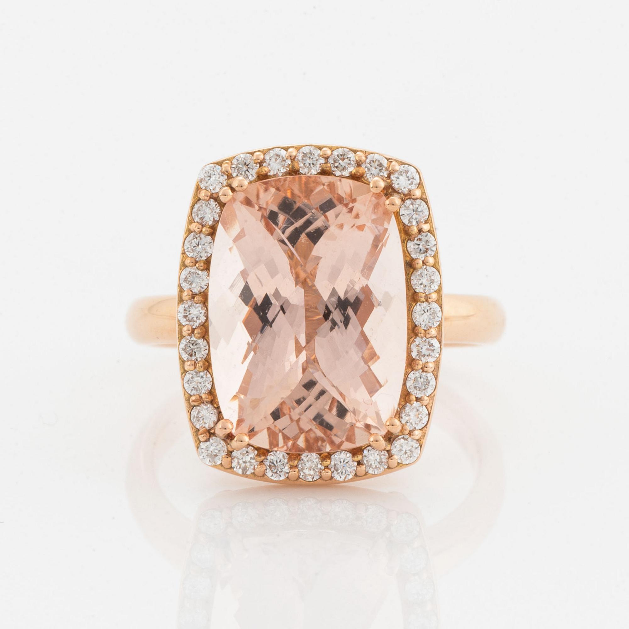 Morganite and brilliant-cut cocktail ring.