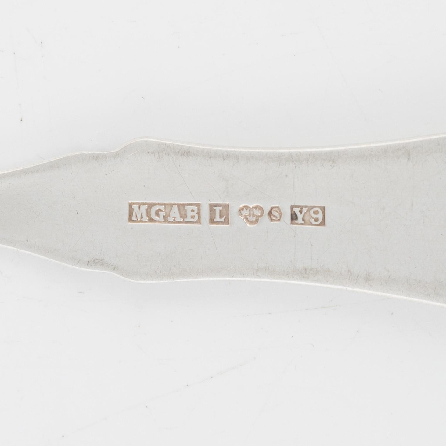 Gafflar 13 st, skedar 10 st, "Uppsala", silver, MGAB, 1900-talets andra hälft.