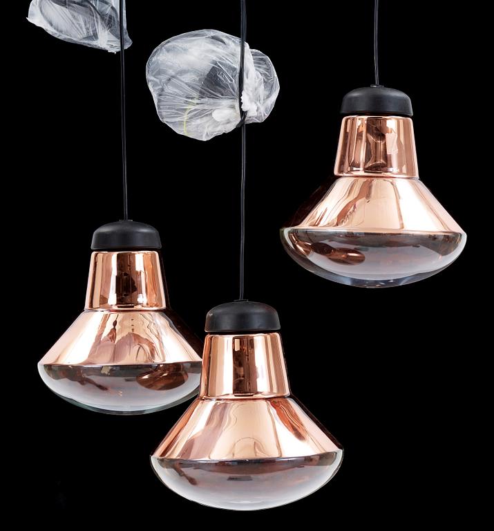 TAKLAMPOR, 3 st, "Blow Light Copper", Tom Dixon, formgiven 2007.