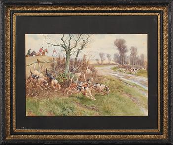 OKÄND KONSTNÄR, akvarell, monogramsignerad, möjligen Walter J Morby, omkring 1900.