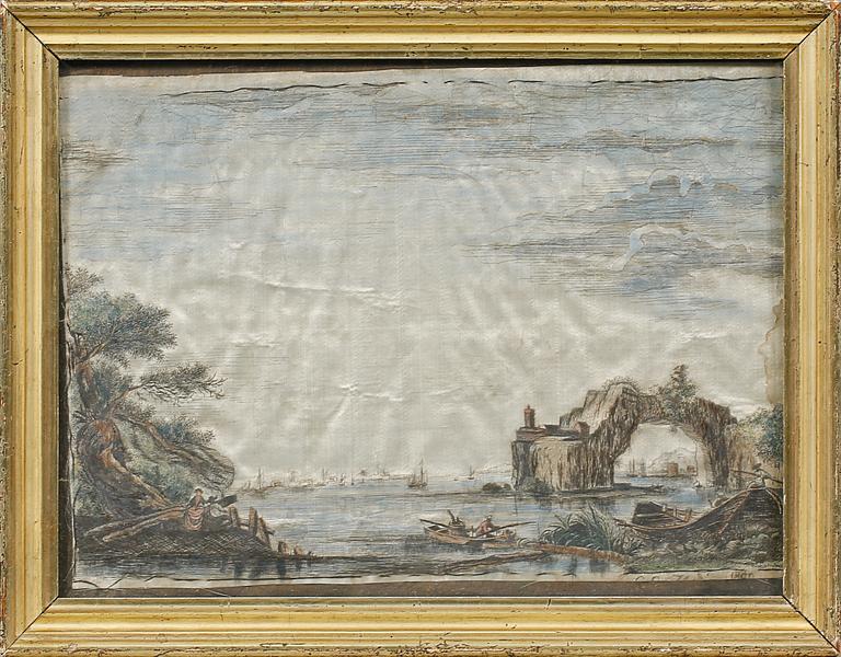 SIDENBRODERI, daterat 1800.
