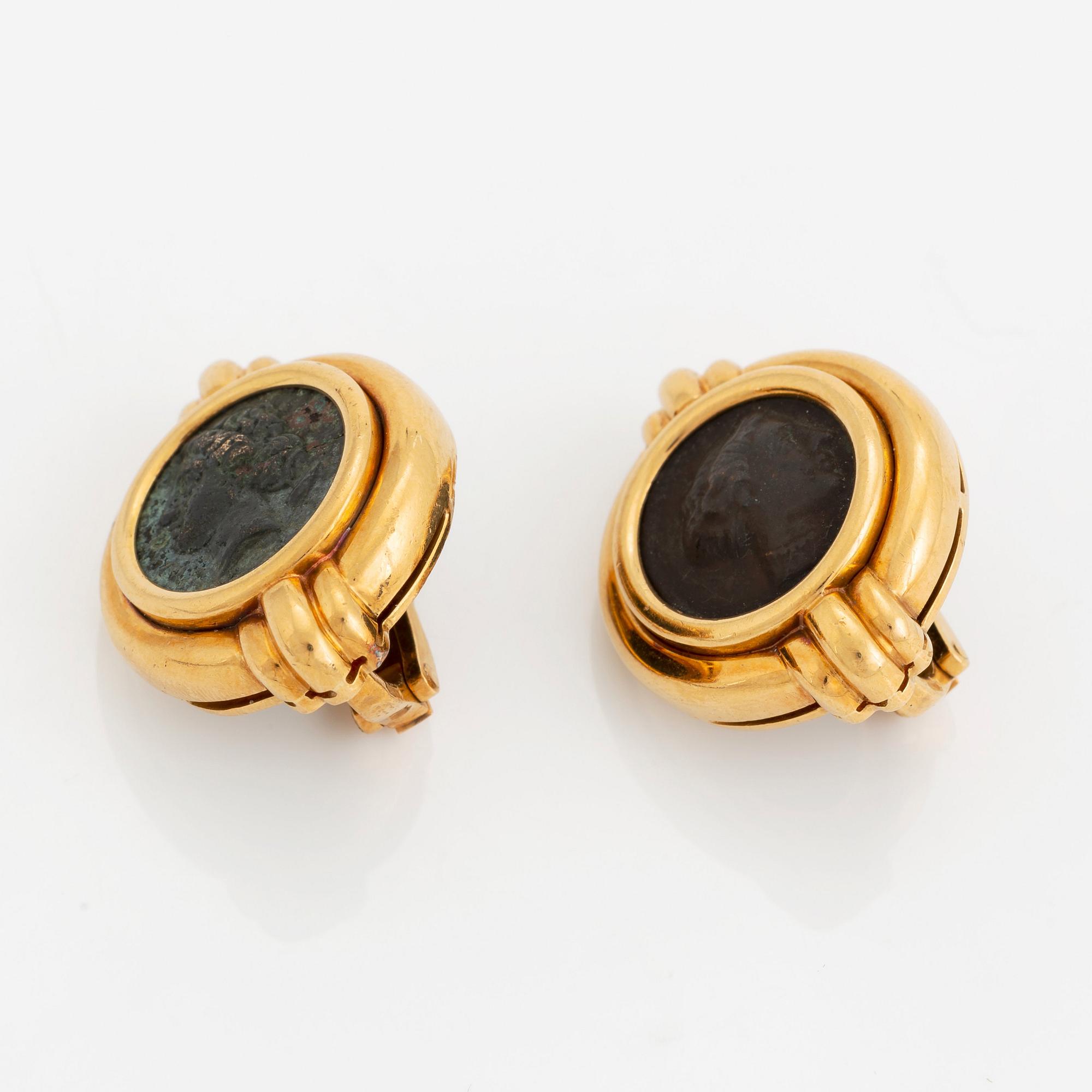 A pair of Bulgari "Monete" earrings.