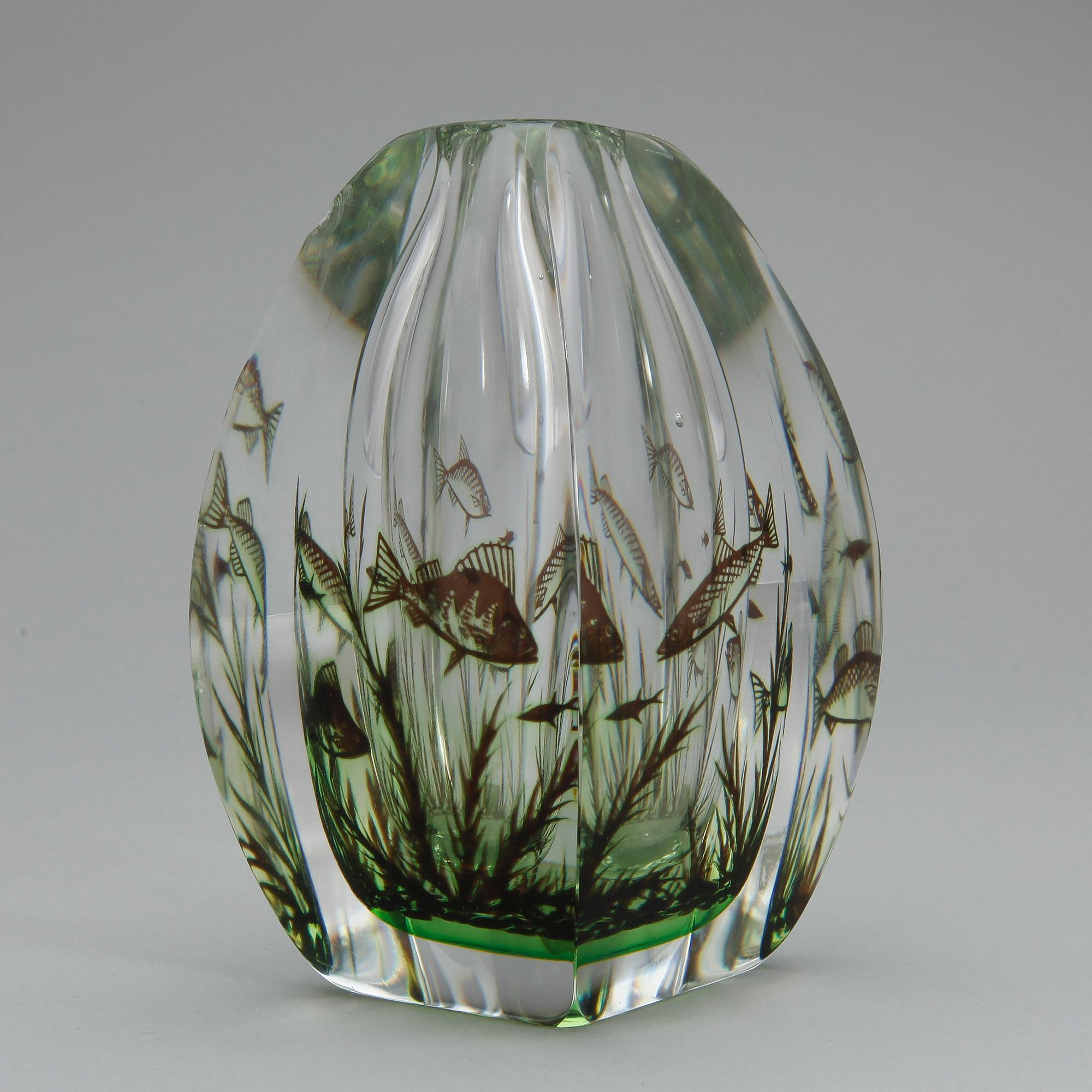 VAS, glas, "fiskgraal" Edward Hald, Orrefors.