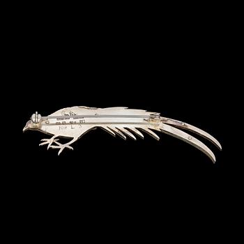 A Wiwen Nilsson sterling brooch of a pheasant, Lund 1966.