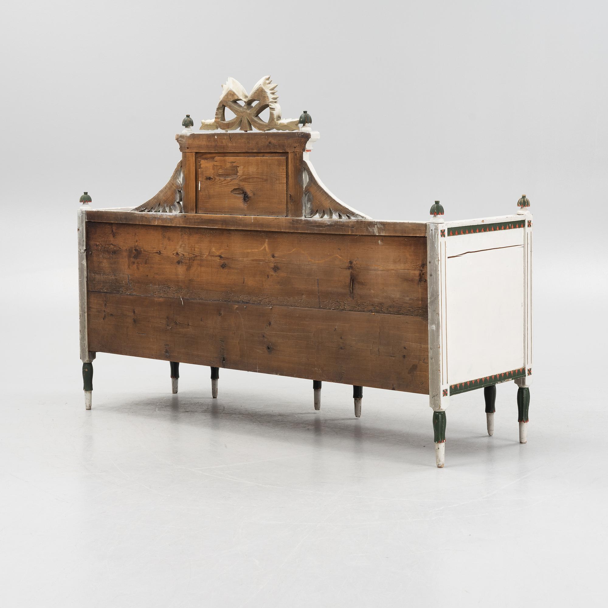 Soffa/ utdragssoffa, gustaviansk, Ångermanland, 1800-talets början.