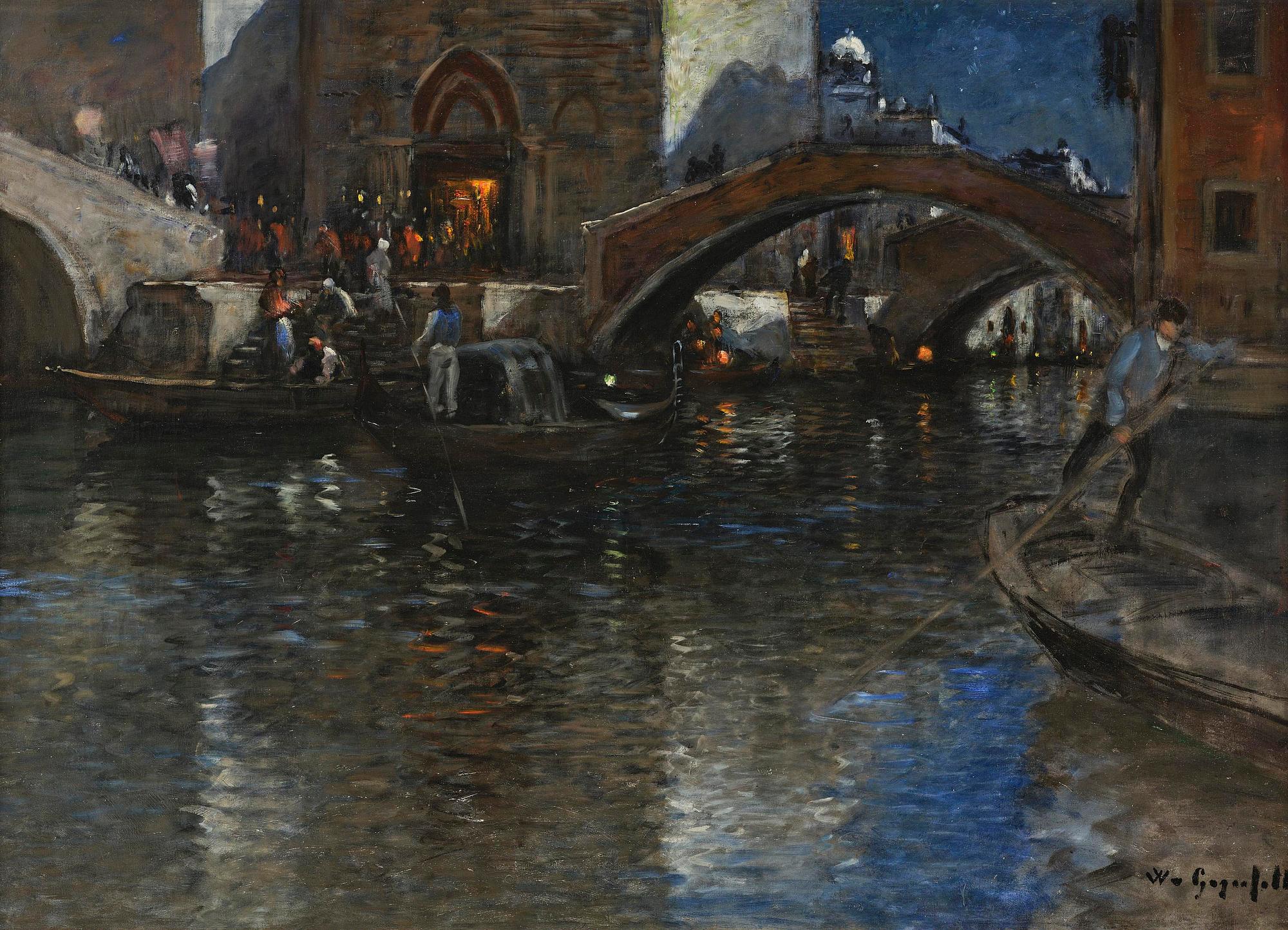 Wilhelm von Gegerfelt, Evening canal scene, Venice.