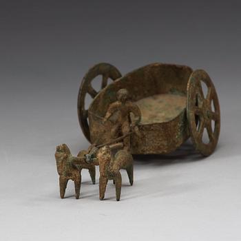 A bronze carriage pulled by horses, presumably Scythian, about 700 B.C. - 200 A.D.