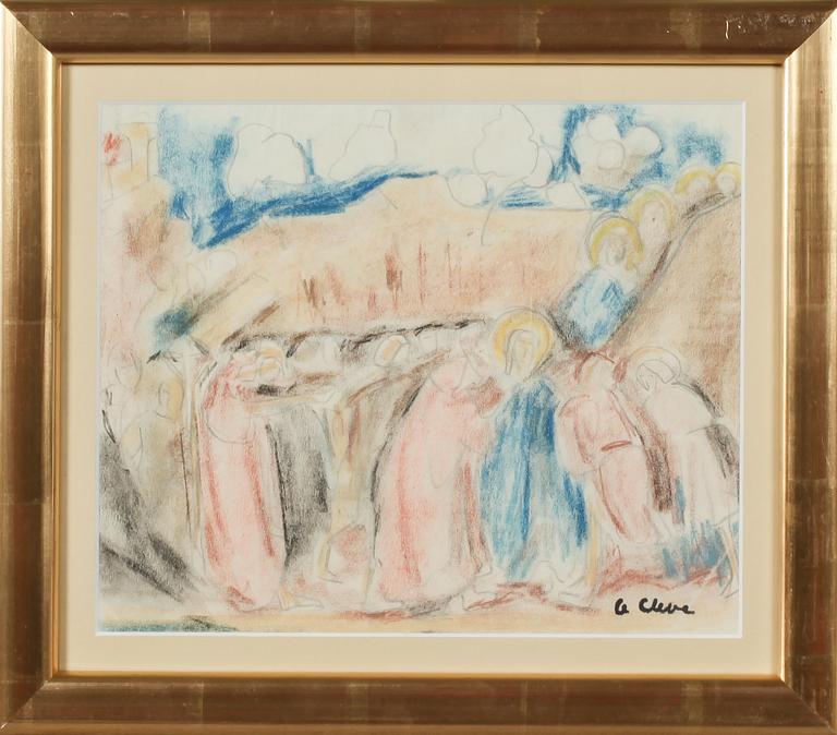 AGNES CLEVE, pastell, signerad.