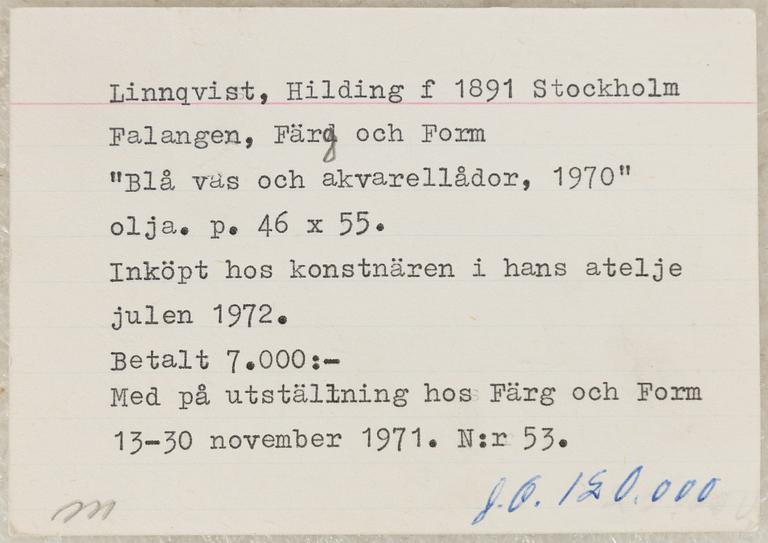 Hilding Linnqvist, "Blå vas och akvarellådor".