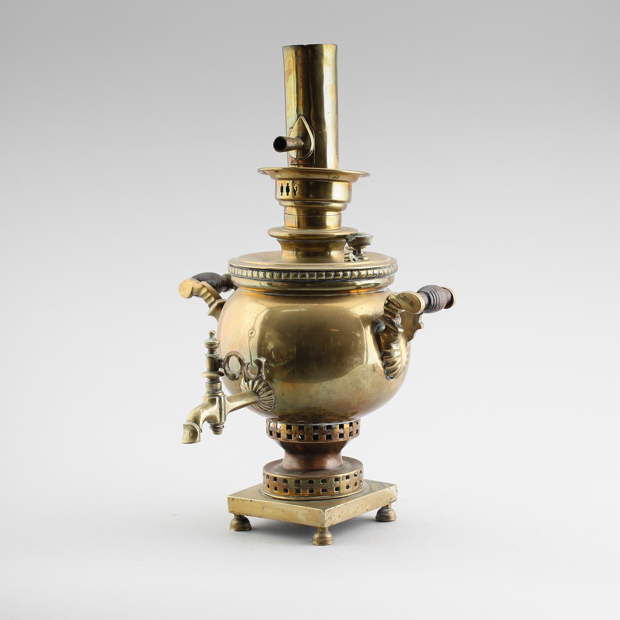 SAMOVAR, mässing, Tula, Ryssland, 1800-/1900-tal.