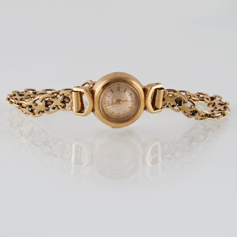 ARMBANDSUR, 18K Omega. Vikt 16,4 gram.