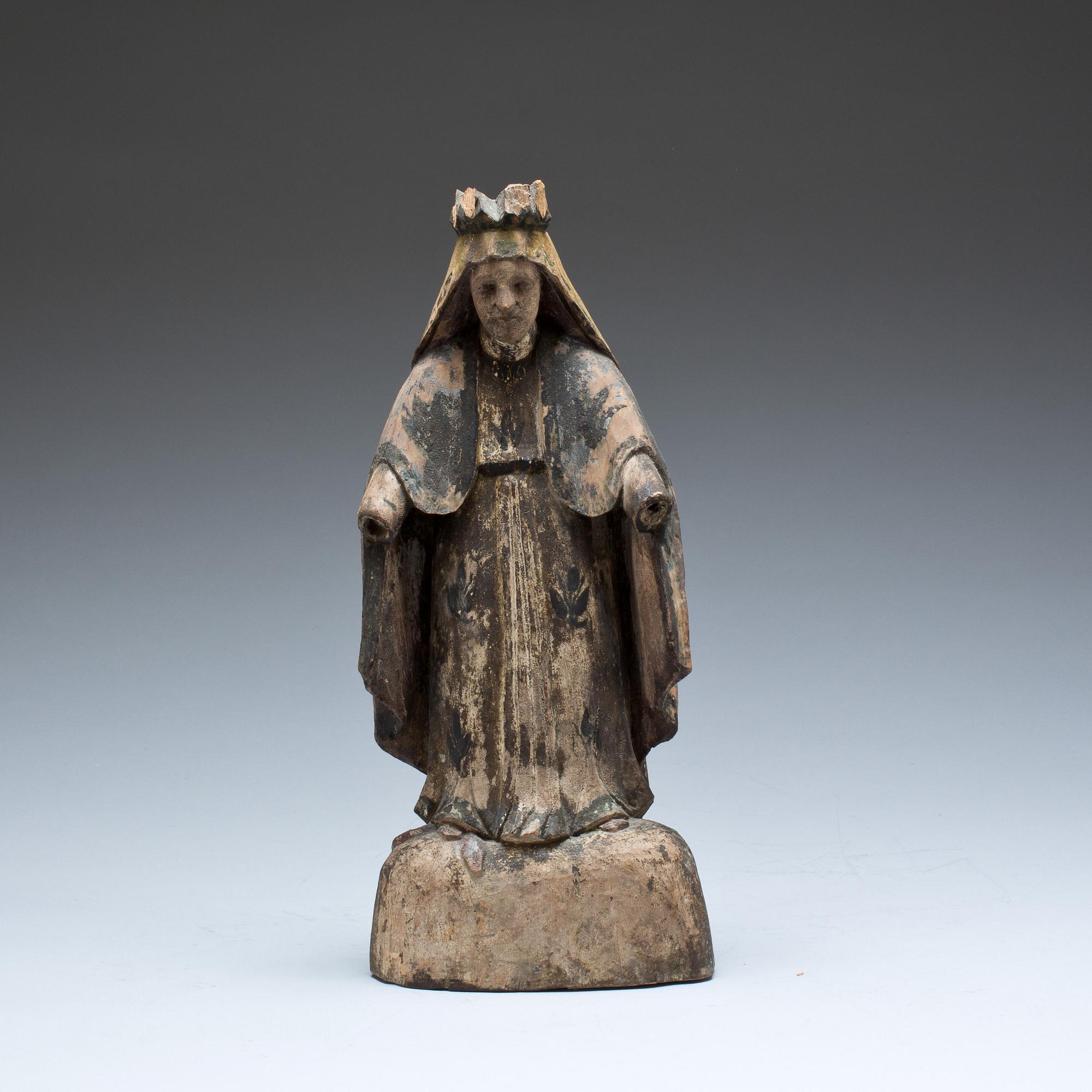 SKULPTUR, trä. Madonna. 1900-tal.