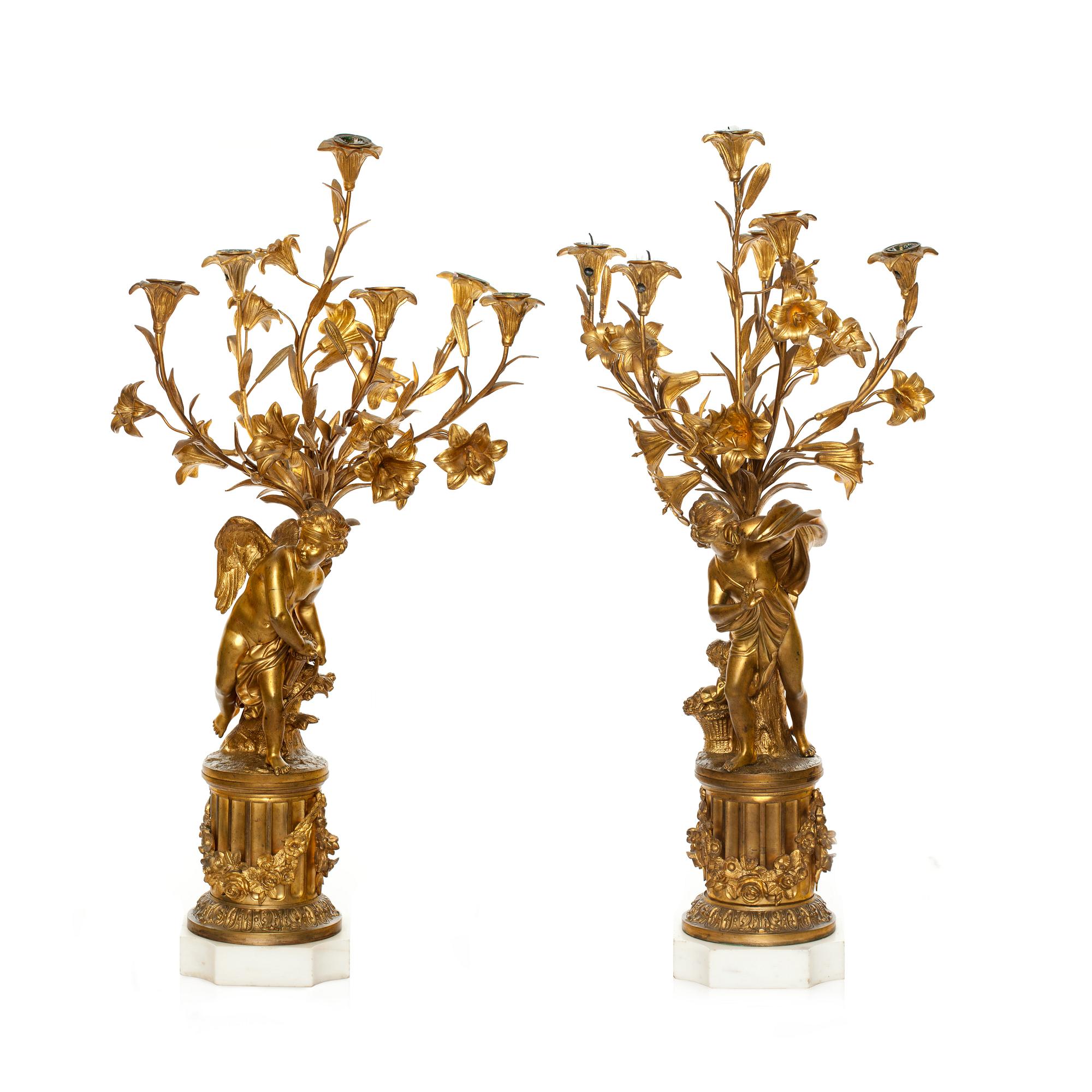 KANDELABRAR, ett par, Louis XVI-stil, 1800/1900, Frankrike.