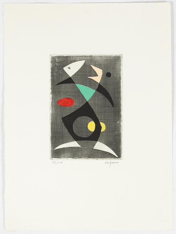 Pierre Olofsson, "Vindhäxor". mapp med 5 färgestningar.